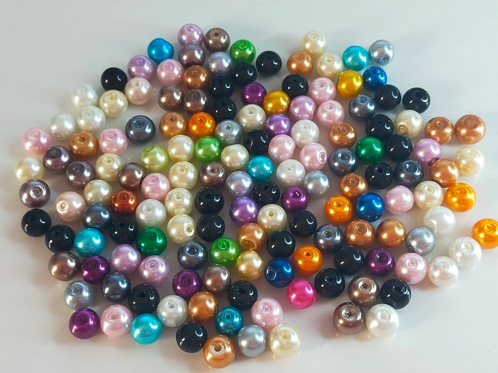 150 parels 8mm in glas. Iridescente parels lot nr. 6443 – photo 3